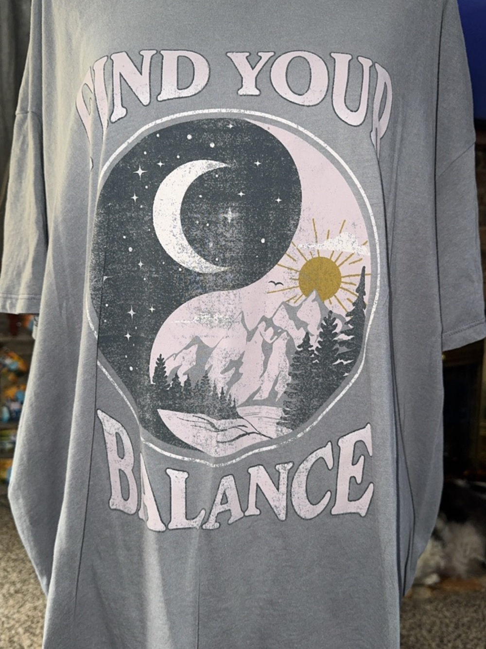 Maurices Gray Graphic Tee with Pink and Gold Accents